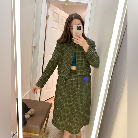 Vintage Tweed Wool Blazer Skirt Suit Set sz Small - Picture 5 of 15